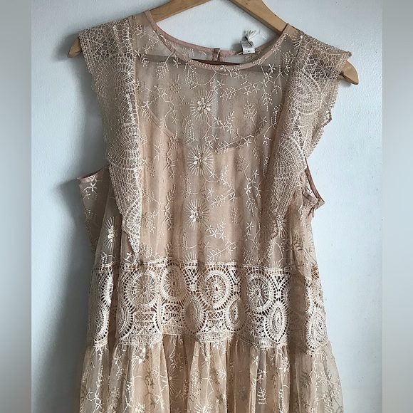 SUNDANCE Champagne Lace Faythe Maxi Dress - Picture 8 of 14